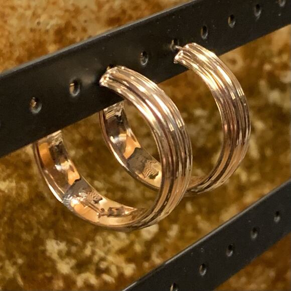 Milor Bronze Hoop Earrings in Rose Gold Made in Italy - Picture 6 of 9